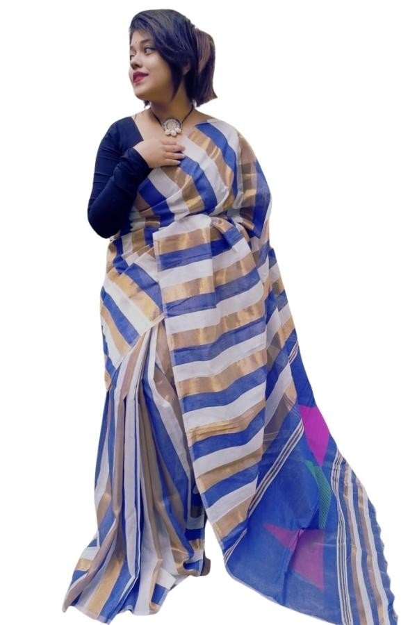 Blue Stripped Handloom Saree