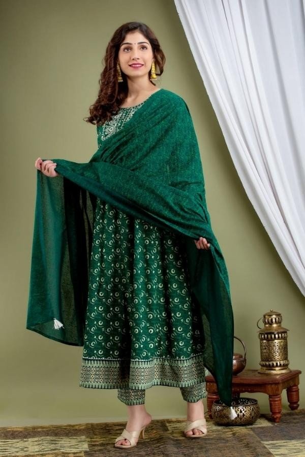 Long Anarkali Stitched with Matching Dupatta