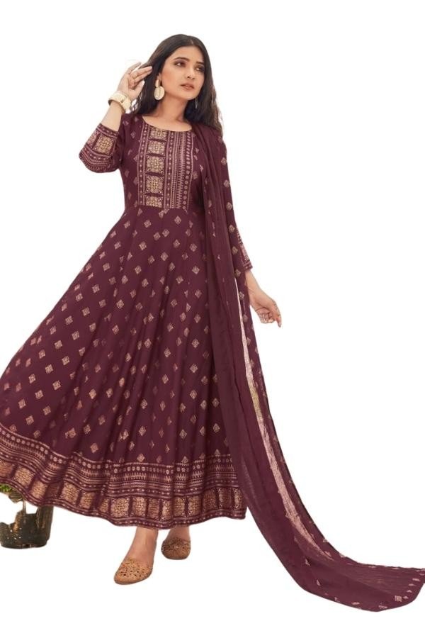Long Anarkali Stitched with Matching Dupatta