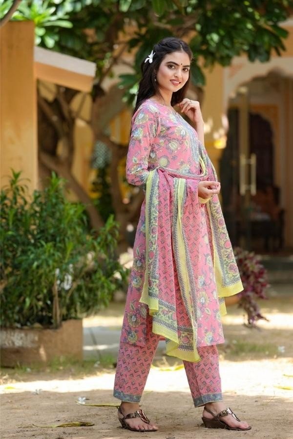 Anarkali Kurti Pant Dupatta Set