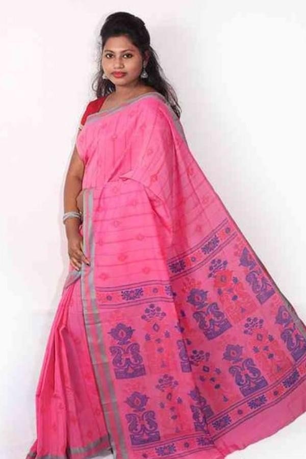 Cotton Saree Pink