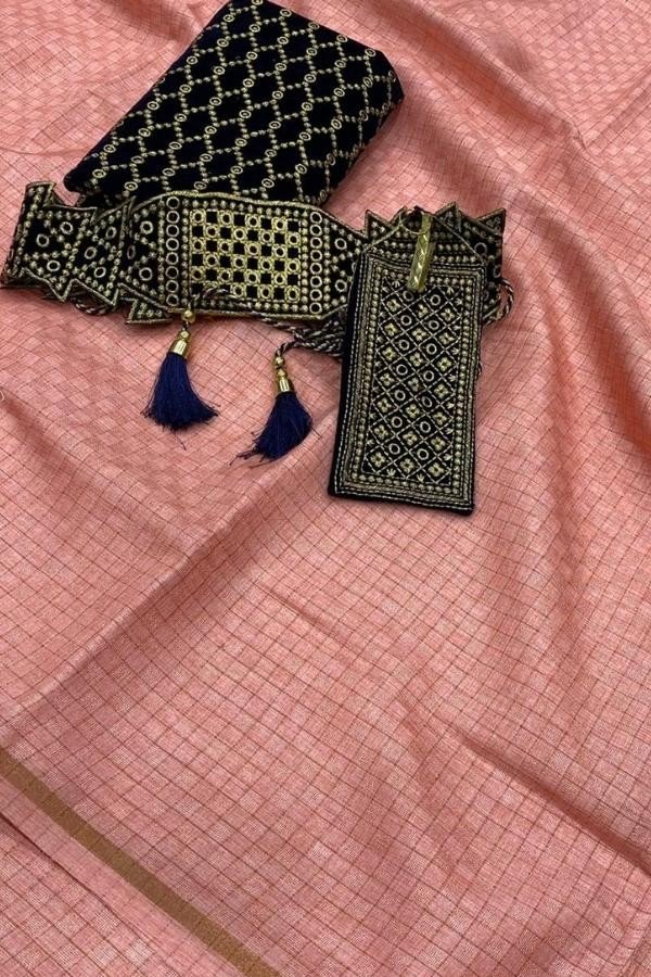 Jute Silk saree with cotton tussle