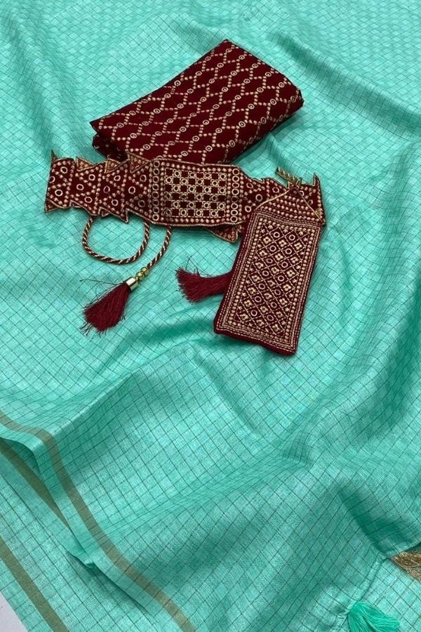 Jute Silk saree with cotton tussle