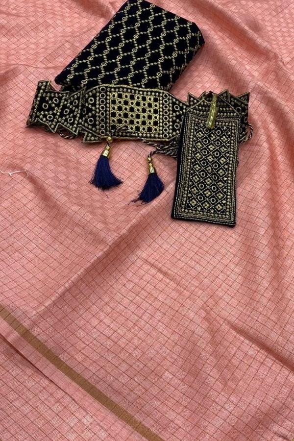 Jute Silk saree with cotton tussle