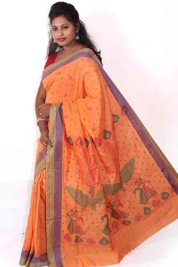 Cotton Saree Orange