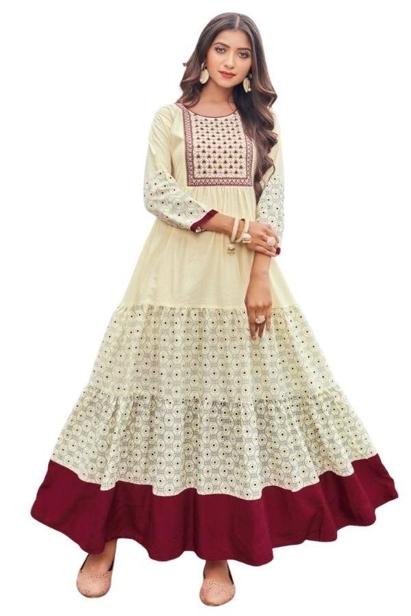 Long Gown with With Frill Concept and heavy Embroidery work