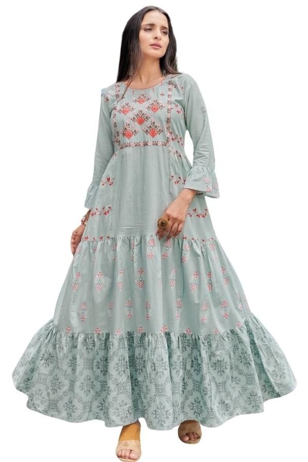 Long Gown with With Frill Concept and heavy Embroidery work