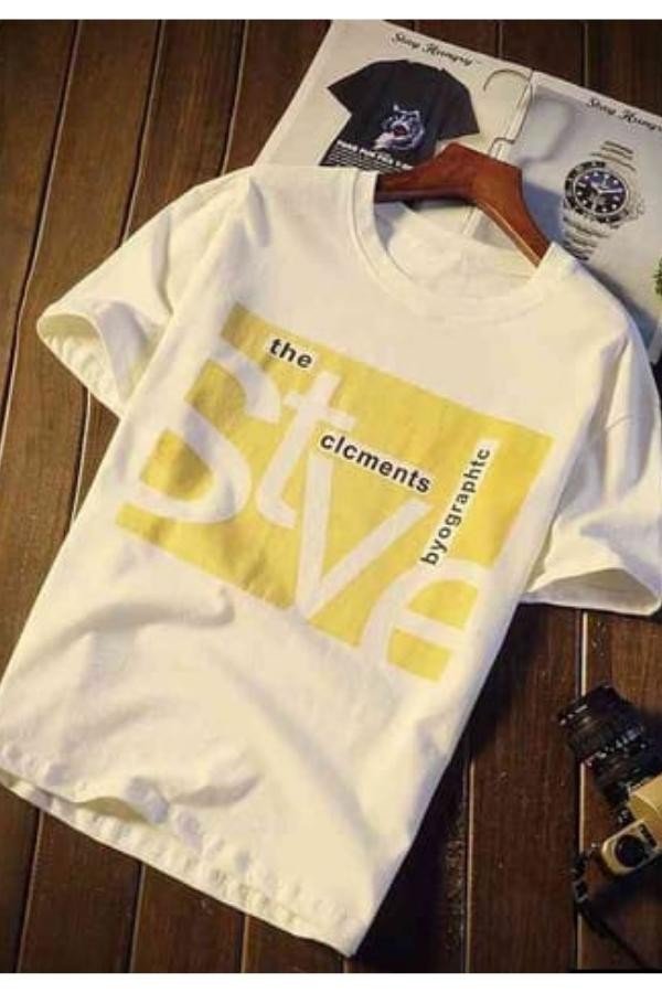 Printed Cotton Men Round Neck T-Shirt - Grey