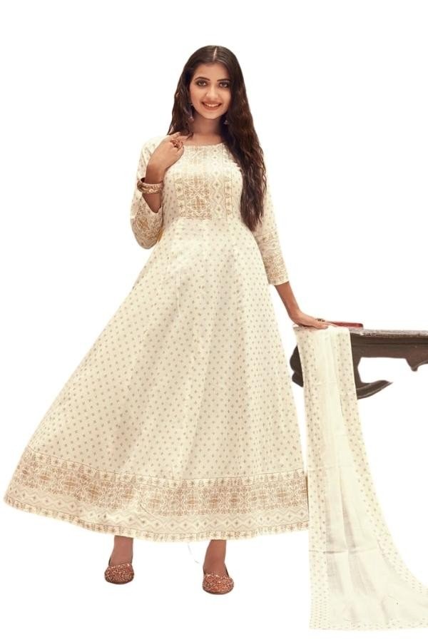 Long Anarkali Stitched with Matching Dupatta