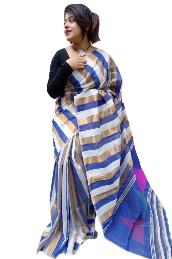 Handloom Blue Stripped Saree