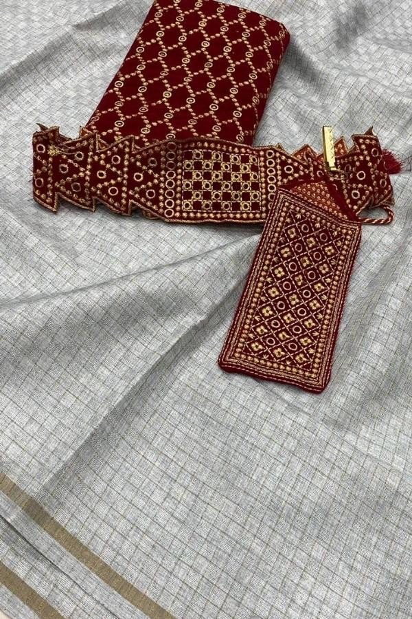 Jute Silk saree with cotton tussle