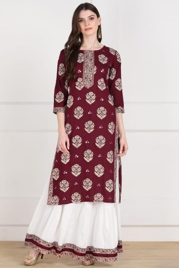 Red Embroidery Kurti Set